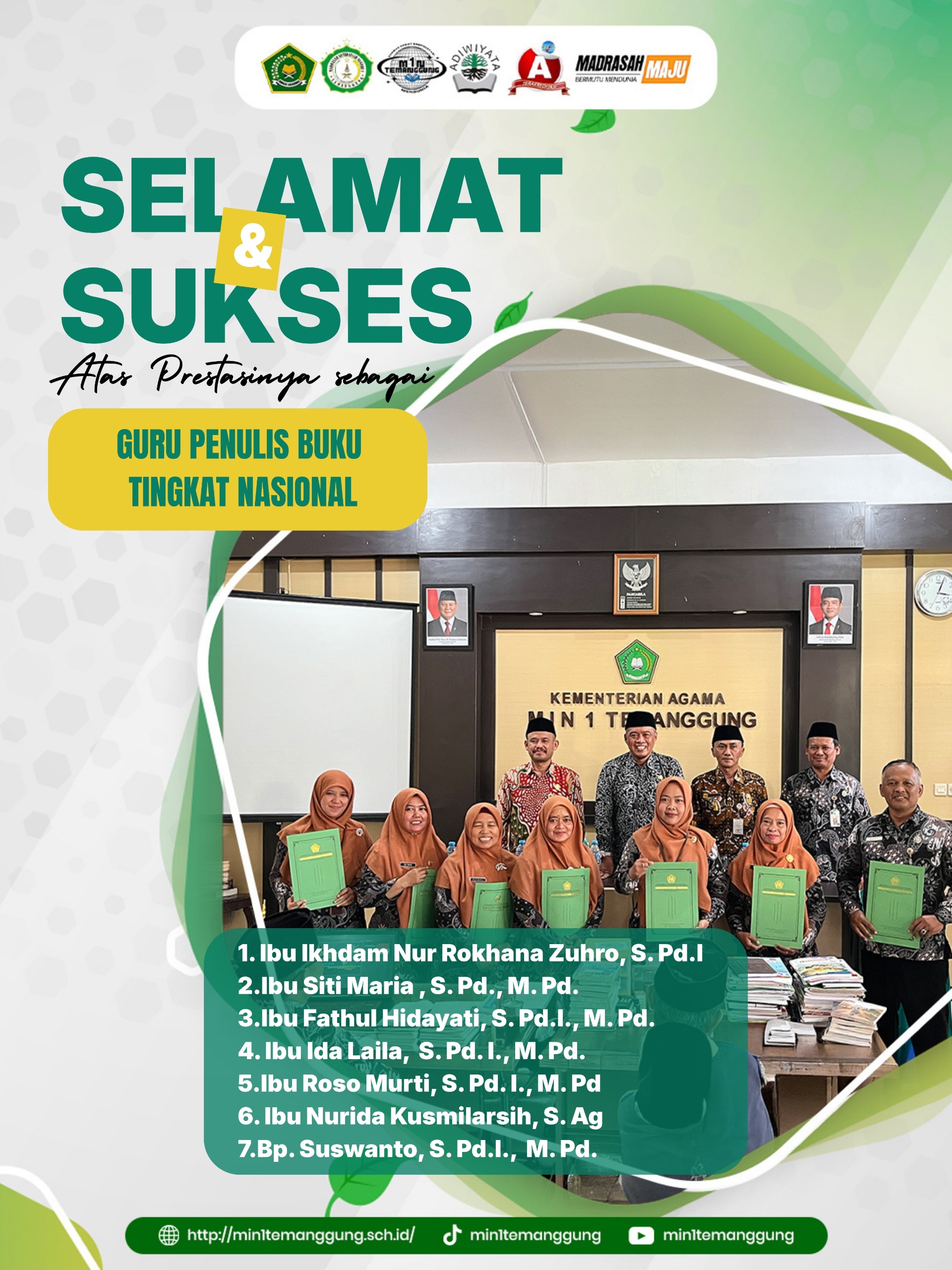 Tujuh Guru MIN 1 Temanggung Raih Prestasi sebagai Penulis Buku Tingkat Nasional